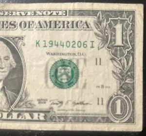 $1 Fancy Birthday/Anniversary Note February 6th, 1944 (2/6/1944) (K19440206I) - Picture 1 of 4