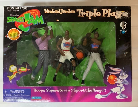 Vintage MICHAEL JORDAN Triple Play Space Jam Figure Set Playmates 1996 Cover