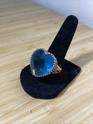 Anillo Sajen Bronce por Marianna & Richard Jacobs Amore Corazón Cuarzo Azul Talla 8.75 Foto 1 de 4