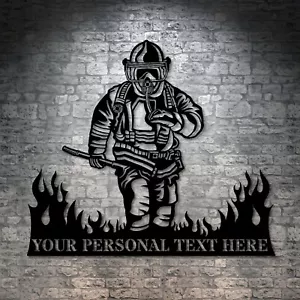 Personalized Fireman Name Metal Sign Gift. Custom Firefighter Wall Art Hanging. - Picture 1 of 5