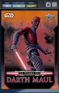 Topps Star Wars Card Trader Darth Maul Black Chrome Orange 25cc Legendary DIGITA - Picture 1 of 2