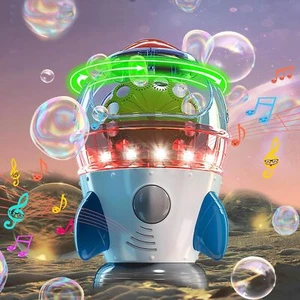 Bubble Machine, Automatic 360° Rotatable Rocket Bubble Blower Machine - Picture 1 of 9