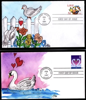 2815 3123 1st Day Love FDC Set 1994 1997 Unique One of a Kind Melissa Fox Cachs - Image 1 of 2