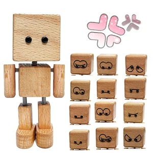 Auto Begleitung Geschenk Schaukel Holzfigur + 12 austauschbare magnetische Ausdrücke - Bild 1 von 17