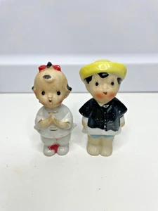Vintage 3" große Japan Porzellan Kewpie Puppe Mädchen und orientalischer Junge - Bild 1 von 7