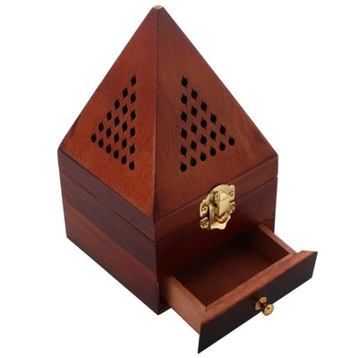  Porta incenso antico in legno con bruciatore a cono di incenso a forma di - Immagine 1 di 4