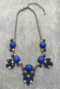 Charmante Charlie signierte Statement verstellbare goldfarbene Halskette Blautöne - Bild 1 von 13