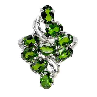 925 Sterling Silver Ring Oval Chrome Diopside 6x4mm Gemstone Jewelry Size 7 - Image 1 of 4