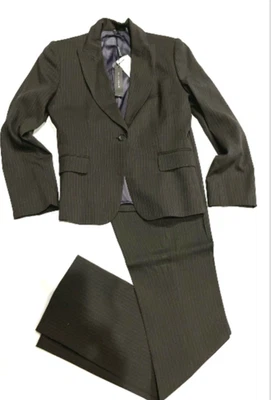 Blazer y Pantalones para Mujer Elie Tahari Marrón Pin Rayas Traje Conjunto - 0/2 - Precio de venta sugerido por el fabricante $626 Foto 1 de 4