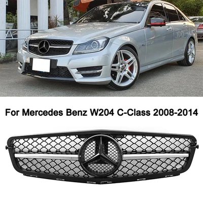 Front Grille W/Star Grill For 2008-14 Mercedes Benz W204 C-CLASS C250 C300 C350 - Image 1 of 4