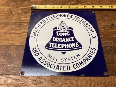 Genuine AMERICAN TELEPHONE & TELEGRAPH CO. BELL SYSTEM 8" Metal Sign - Image 1 of 3
