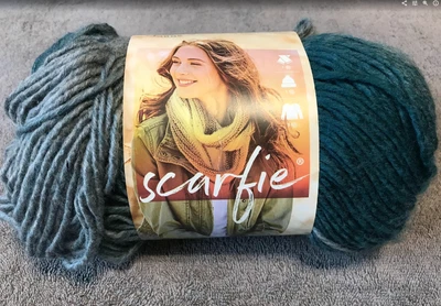 Yarn-Lion brand- Scarfie-312yds-#5bulky-Acrylic Wool blend color: Teal/Silver - Image 1 of 4