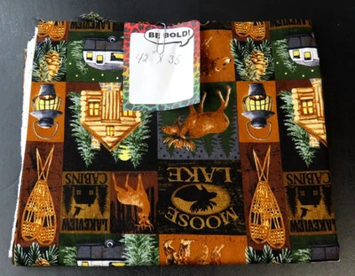 David Texiles 100% Cotton Wildlife & Lodge Themed 42"x35" Crafting Fabric - Image 1 of 4