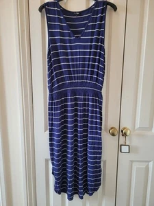 Pour Moi Striped Jersey Dress Size UK 12 Blue White - Picture 1 of 5