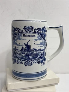 Taza de porcelana vintage Heineken Delft azul holandés cerveza piedra molino de viento holandés 16 oz - Imagen 1 de 11
