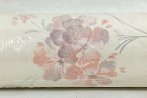 Pink Floral Flower Shimmer Shiny Vinyl Wallpaper Wallcovering DOUBLE Roll 55sqft - Picture 1 of 12