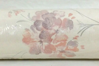 Papel tapiz de vinilo rosa floral brillante rollo DOBLE 55 pies cuadrados Foto 1 de 4