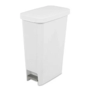 Sterilite 1058 Slim StepOn Wastebasket 11 Gallon Plastic Trash Can - White - Picture 1 of 7