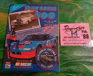Daytona 500 Program 1988 Autographed Richard Petty #43 Pit Pass Vintage Nascar  - Picture 1 of 9
