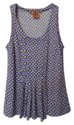 Tory Burch Sleeveless Mosaic Print Longer Cotton Knit Top Tank Stretch Tunic - Image 1 of 4