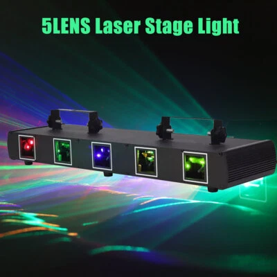 DMX 5 Lens 5 Beam RGBYC Laser Stage Lighting Bar Strobe  Halloween Effect Lights - Image 1 of 4