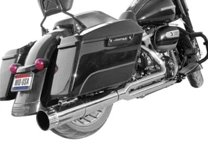 New Chrome 2 Into 1 Exhaust System For 2017/Later Harley Davidson Fl Models - Picture 1 of 3