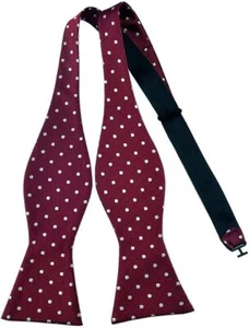 Pensee Mens Self Bow Tie Polka Dots Woven Silk Bow Ties - Picture 1 of 3