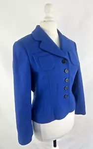 Hobbs NW3 Kaschmir Wolle Jacke Größe 10 Blau Indigo Cropped Smart - Bild 1 von 8
