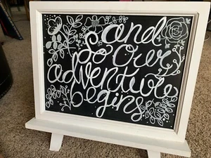 Blackboard with Hand Lettering for Wedding "And So Our Adventure Begins" - Picture 1 of 3