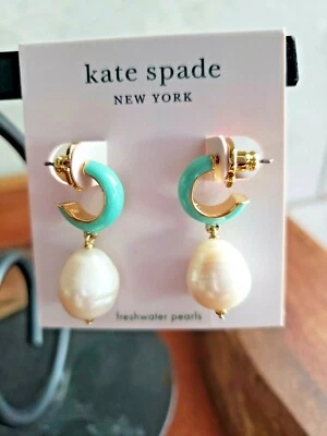 Kate Spade - Candy Drops - Pearl Drop Huggies - Turquesa - Nuevo con etiquetas - $68 A50 Foto 1 de 4