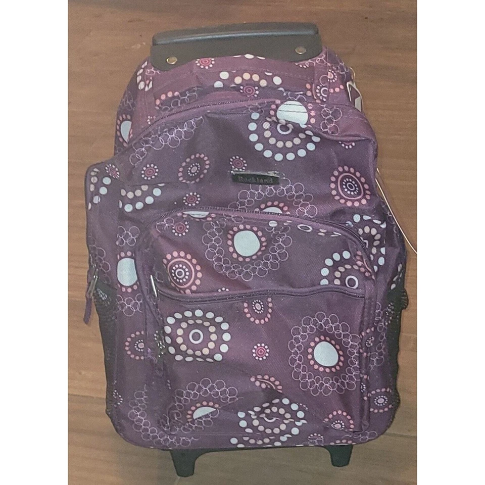 Rockland Luggage 17 Inch Rolling Backpack Purple Pearl Medium