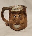 SIGNED UGLY FACE COMICAL ART POTTERY MUG GOLF BALL IN MOUTH TEE OFF