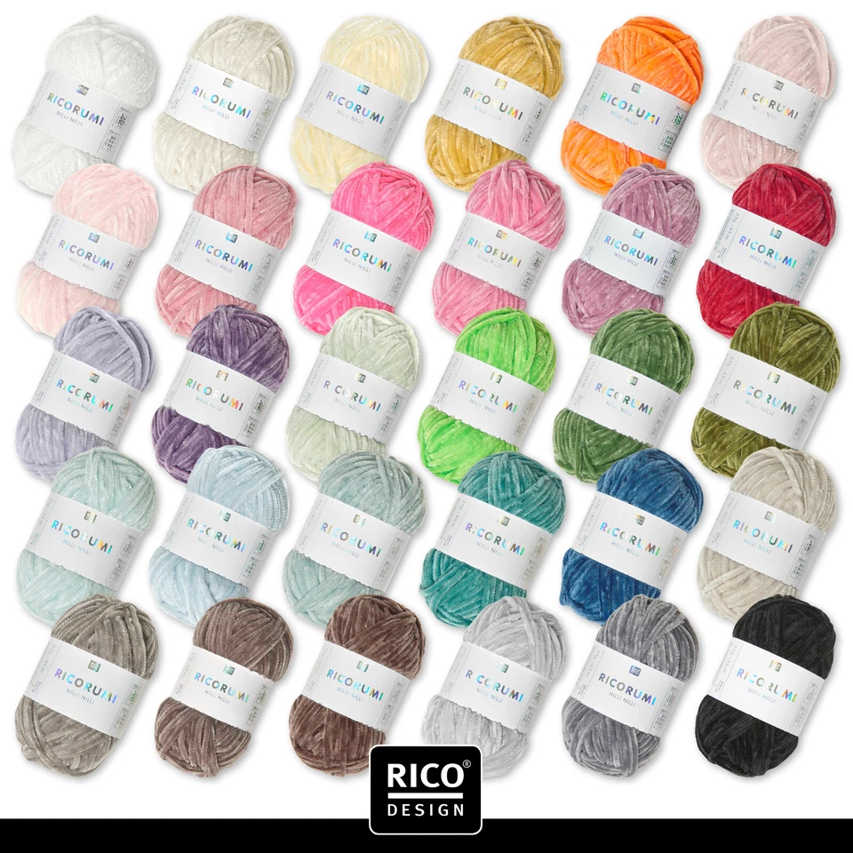 Rico Design 25 g Ricorumi Nilli Nilli Chenillegarn Wolle Amigurumi 30 Farben
