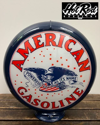 AMERICAN GASOLINE Reproduction 13.5" Gas Pump Globe - (Dark Blue Body) - Image 1 of 3