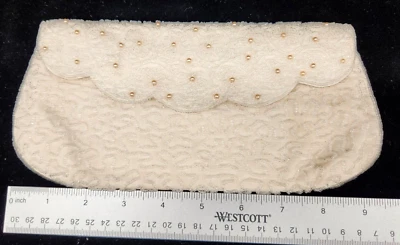 Bolso de noche plegable vintage con cuentas cartera cuentas de vidrio forro satinado 9,5" X 4,5" Foto 1 de 4