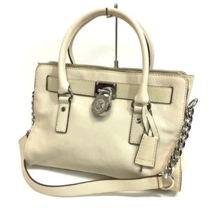 MICHAEL KORS Hamilton Satchel Hand Bag Shoulder Bag 2way bag Off-White - Picture 1 of 8