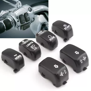 6× Hand Control Switch Button Cover Caps Black For Harley Softail Dyna Road King - Picture 1 of 13