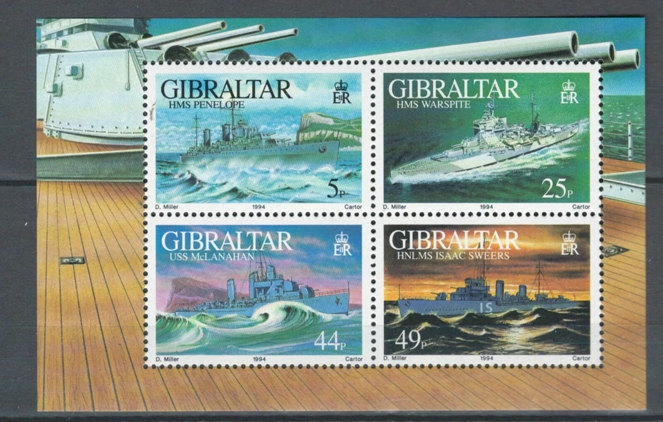 GIBRALTAR BRITISH COMMONWEALTH WARSHIPS WW II MNH SOUVENIR SHEET LOT (SHI 158) - Image 1 of 1