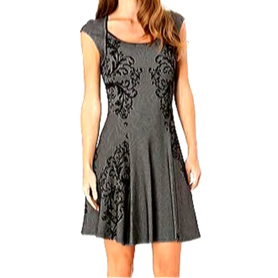 Nuevo Vestido Hale Bob XS Floral Jacquard Tejido Línea A Manga Gorra Escote Negro Elastizado Foto 1 de 4