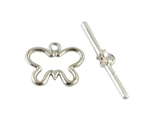 30Sets Silver Plate Butterfly toggle clasps FC5111SP - Picture 1 of 1