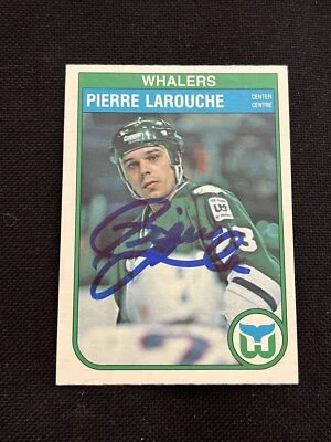 PIERRE LAROUCHE 1982-83 O-PEE-CHEE  SIGNED AUTOGRAPHED CARD HARTFORD WHALERS - Image 1 of 2