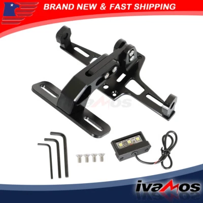 Soporte para matrícula trasera de motocicleta con kit eliminador de guardabarros de luz LED Foto 1 de 4