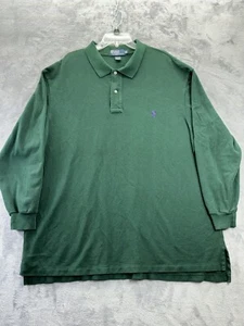 Polo Ralph Lauren Long Sleeve Collared Pullover Rugby Green Shirt Big Adult 4XB - Picture 1 of 24