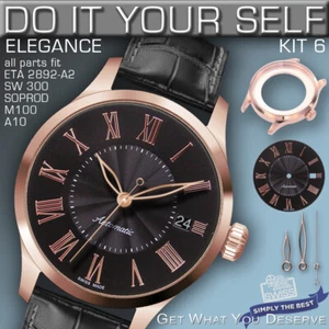 DO IT YOURSELF KIT 6: ELEGANCE CASE 34MM, DIAL, HANDS, fit ETA 2892-A2, SW300 - Picture 1 of 6