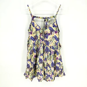 Asos Strandkleid pastellfarben Tropenmuster Schnürung zum Binden gelb lila Damengröße 10 - Bild 1 von 5