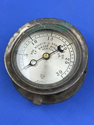 C.1900 Bishop & Babcock Co. 47 Great Jones St. NYC - 3,5 "Dia Bourdon паровой датчик - Изображение 1 из 4