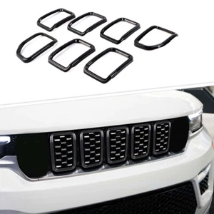 7x Black Car Front Grille Frame Inserts Protector for Jeep Grand Cherokee 2021+ - Picture 1 of 8