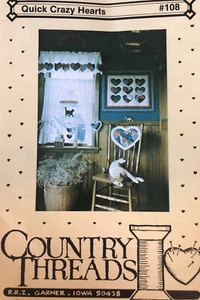 Vintage Quilt Pattern: Quick Crazy Hearts Wall Hanging et al - Country Threads - Picture 1 of 4