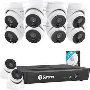 Swann 4K NVR Dome Security Camera System with 2TB HDD, 10 Cam 16 Channel, PoE - Picture 1 of 8