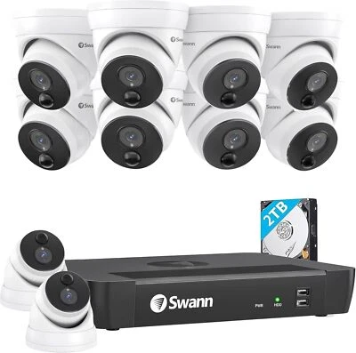 Swann 4K NVR Dome Security Camera System with 2TB HDD, 10 Cam 16 Channel, PoE - Image 1 of 4